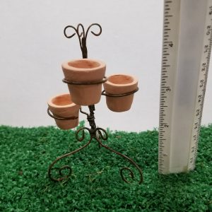 Plant Stand w/ 3 Terra Cotta Pots