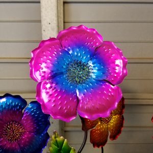 Stake Metallic Pink/Blue Flower (metal) 36"
