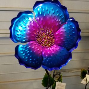 Stake Metallic Blue/Pink Flower (metal) 36"